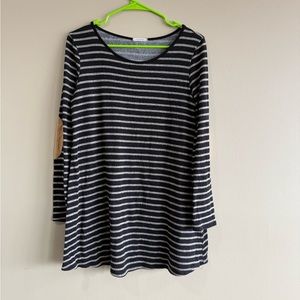 12PM by Mon Ami Striped Long Sleeve Striped Elbow Pad Top